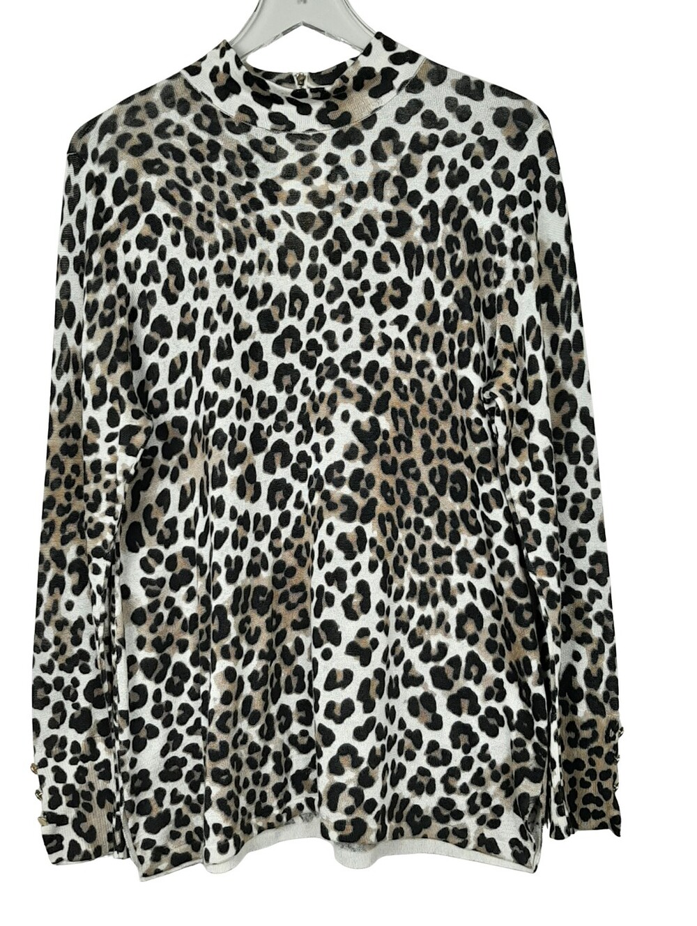 Chico's Animal Print Cotton Blend Long Sleeve Top XL